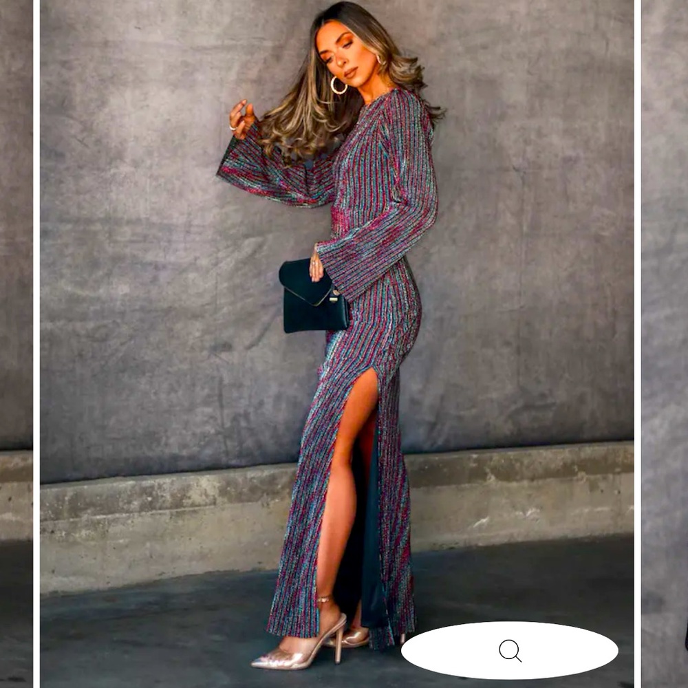 FULL OF LIFE METALLIC CUTOUT BACK MAXI DRESS